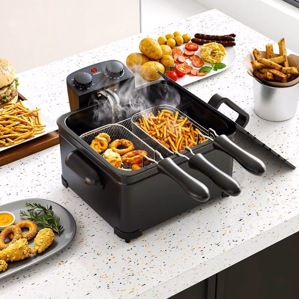 Costway 2000W Electric Deep Fryer with 3 Detachable Frying Baskets, 5L, Black – 3