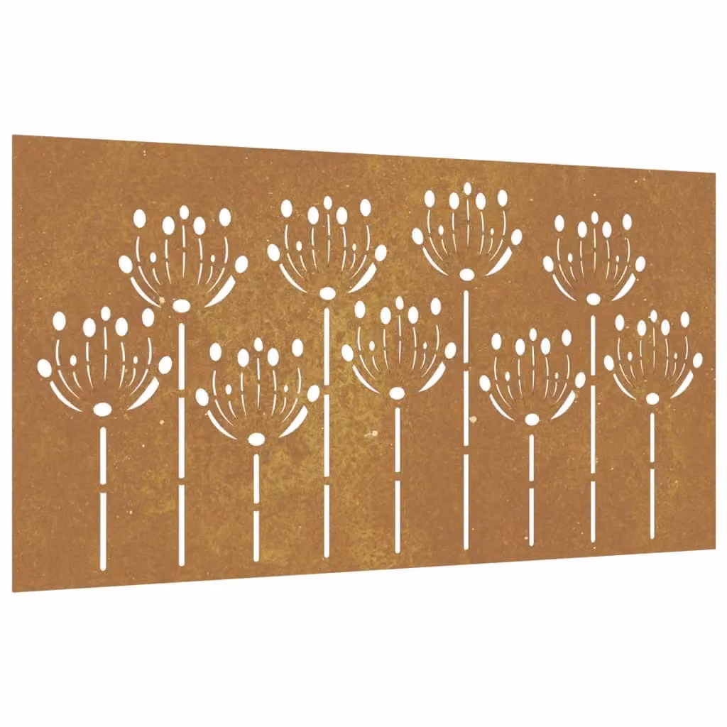 Berkfield Home Garden Brown Corten Steel Floral Wall Decoration, W: 105 cm, H: 55 cm – 2