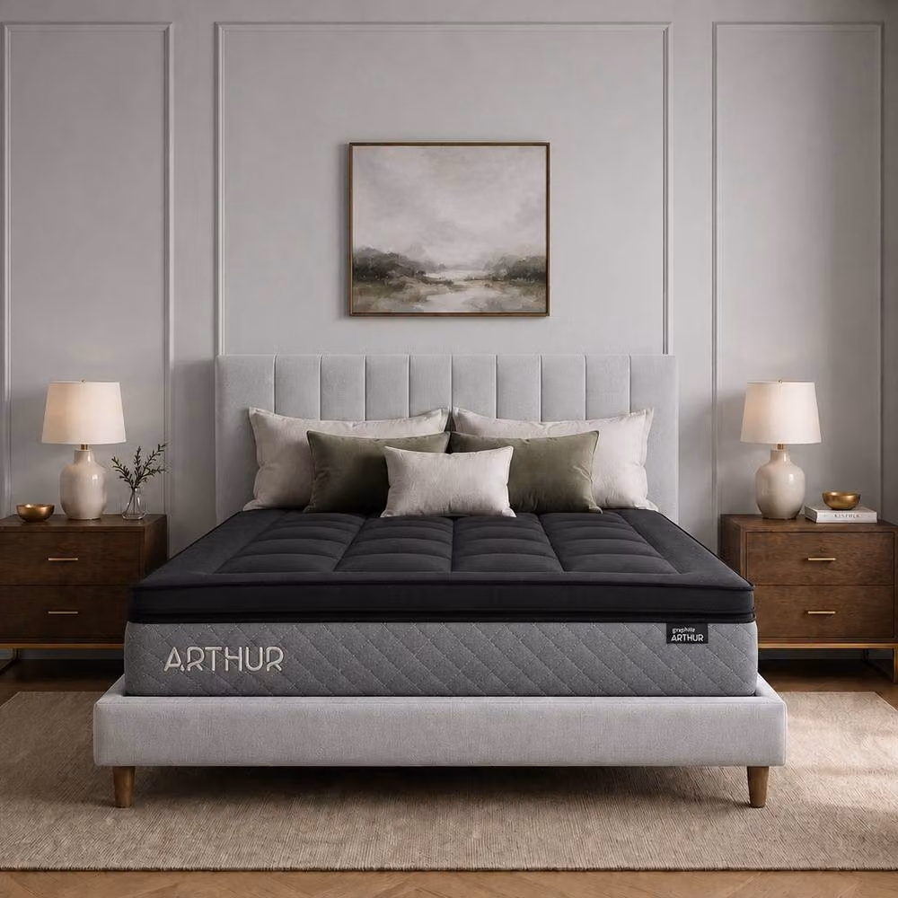Arthur Sleep Arthur 3000 Pocket Hybrid Mattress in Charcoal, W/D/H: 90 x 200 cm – 3
