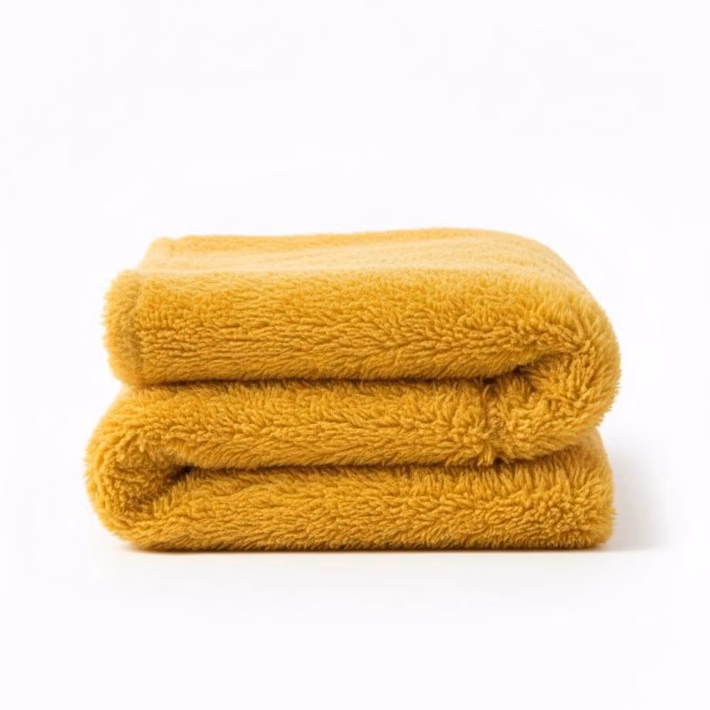 Snug City Extra Fluffy Plush Throw Blanket in Yellow, W: 150 cm, L: 200 cm – 2