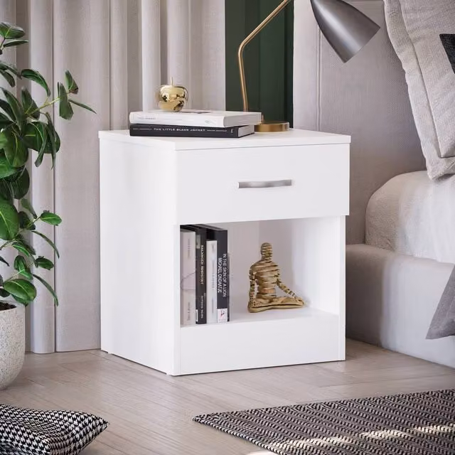 HD Designs Riano 1 Drawer Bedside Cabinet in White – 1