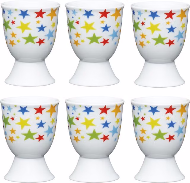 KitchenCraft Bright Stars Set of 6 White Porcelain Egg Cups