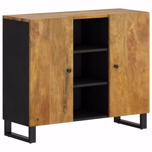 vidaXL Industrial Style Mango Wood Sideboard with 2 Doors, Brown Storage Cabinet for Living Room or Bedroom – 1