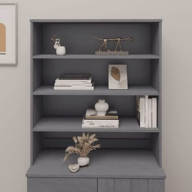 Berkfield Home HAMAR Highboard Top in Dark Grey Solid Wood Pine, W/D/H: 90 x 30 x 100 cm
