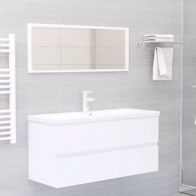 Berkfield Home White Wall Mounted Bathroom Sink Cabinet W/D/H: 100 x 38.5 x 45 cm