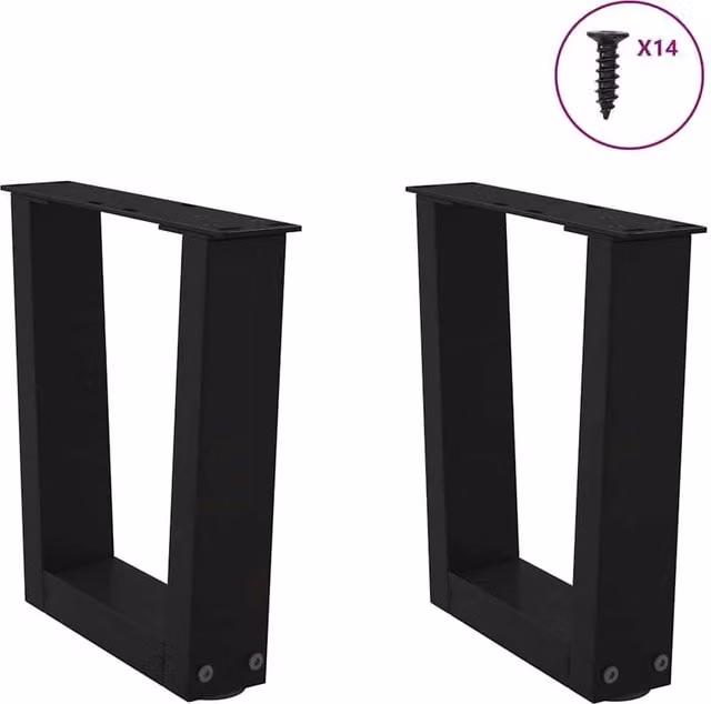 Berkfield Home Modern V-Shape Dining Table Legs, 2 Pieces, Black Steel, W: 30 x D: 30 x H: 31.3 cm – 1
