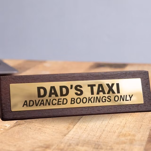 Boxer Gifts Dads Taxi Novelty Wood Tabletop Sign in Black and Gold