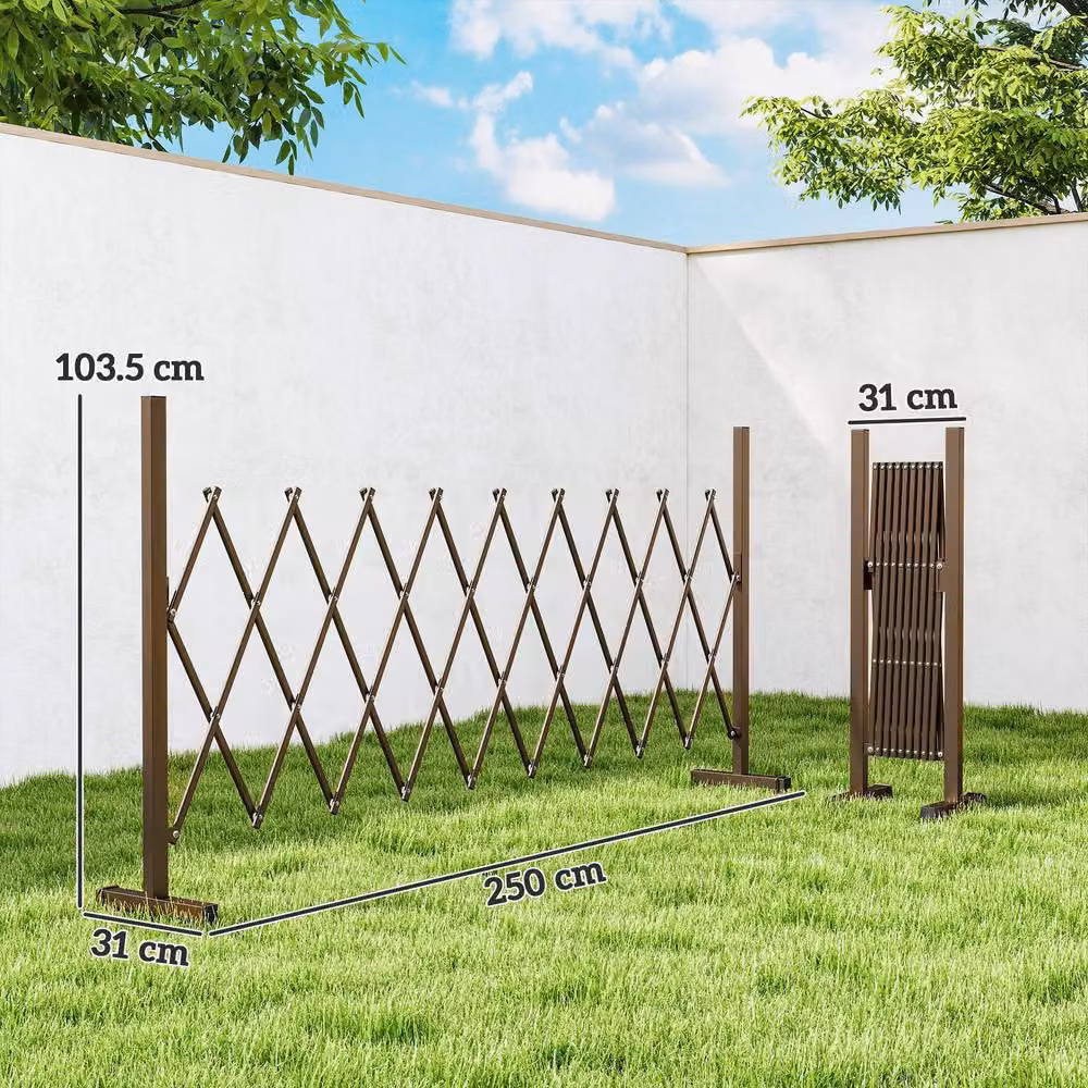 Outsunny Aluminium Alloy Movable Pet Safety Fence, Brown, W: 250 cm, H: 100 cm – 3