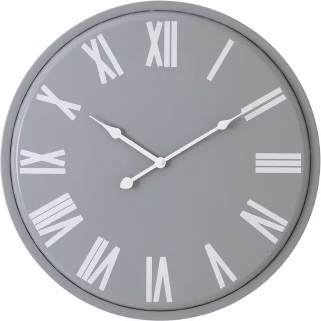 KDMK Modern Round Analog Wall Clock in Grey and White, Diameter: 49 cm