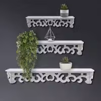 Living and Home Set of 3 White Floating Shelves Wall-Mounted Storage and Display Rack – 2