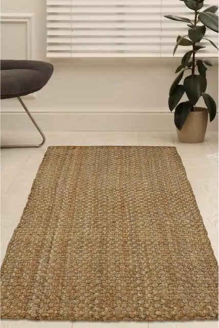 Charles Bentley Woven Jute Hallway Runner Rug in Beige and Yellow, W: 60 cm, L: 180 cm