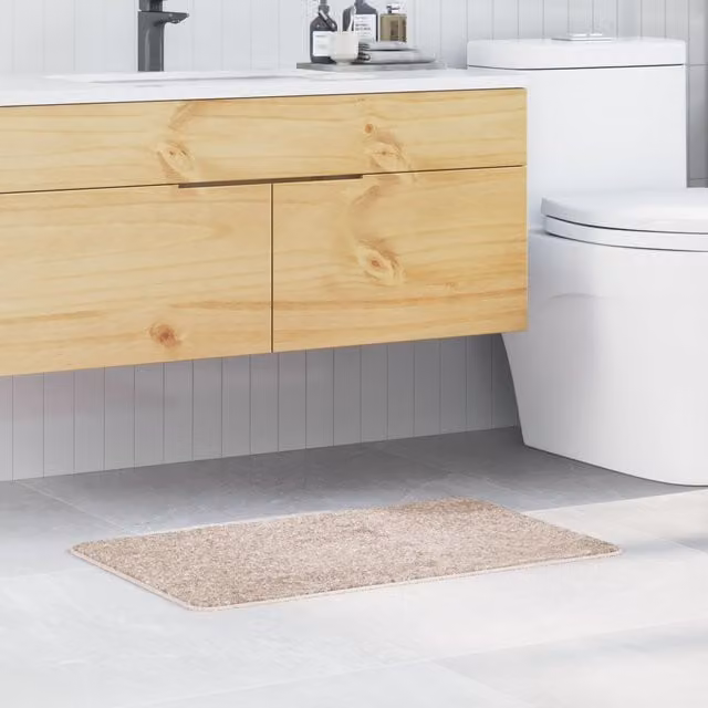 Berkfield Home Rectangular Non-Slip Bath Mat in Beige, W: 50 cm x D: 80 cm