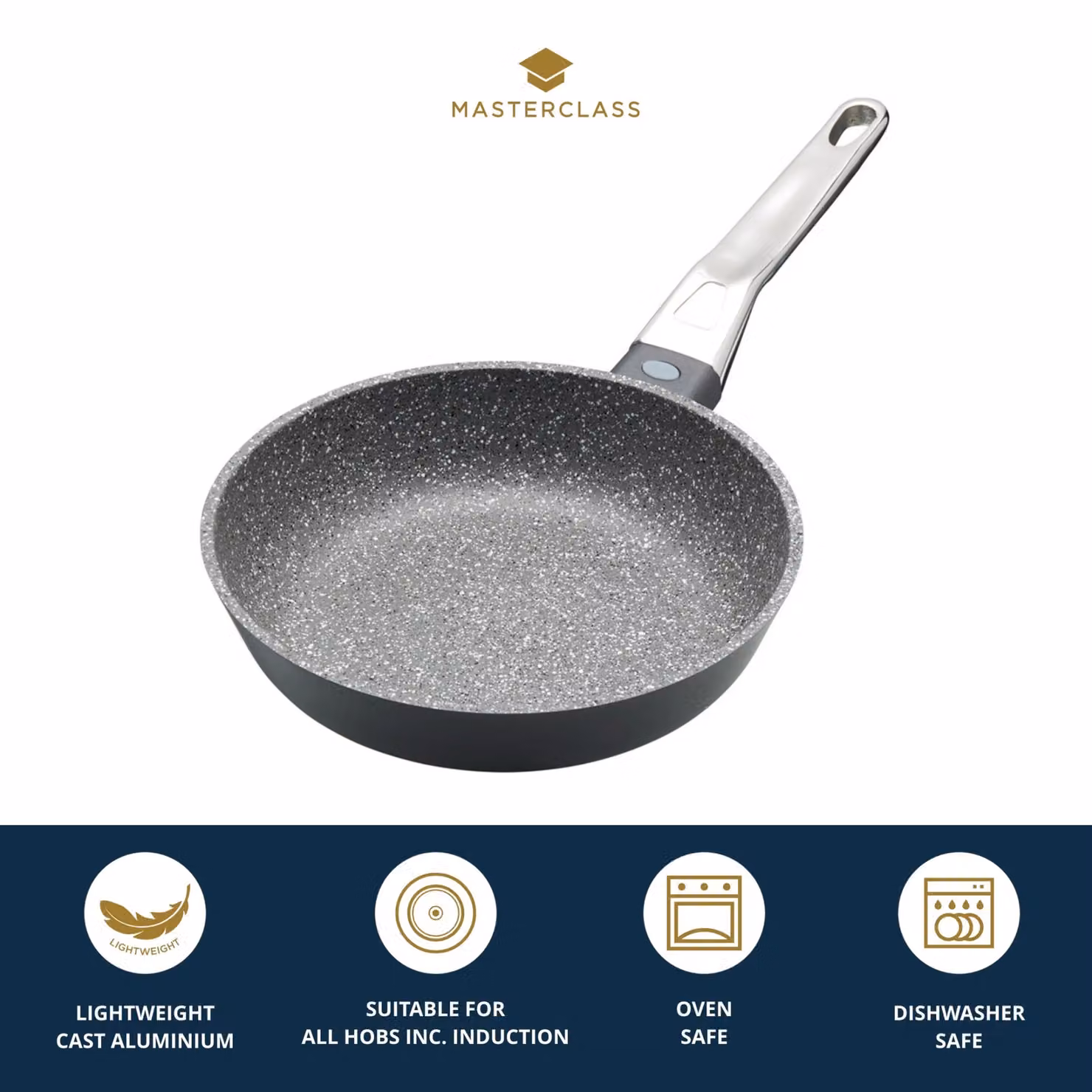 MasterClass Non-Stick Cast Aluminium Frying Pan, 20 cm, Black or Grey – 4