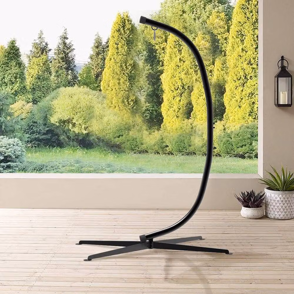 FLAVORA Reinforced Metal Hanging Egg Chair Stand in Black – 2