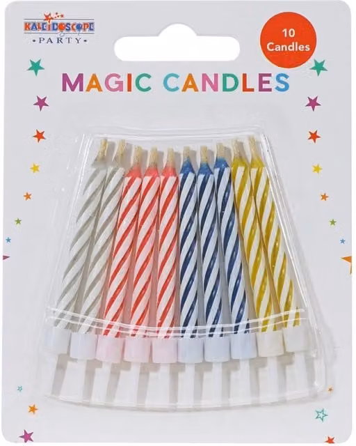 Magic Candles KDMD Relighting Taper Wax Candles, Mixed Pack of 10, Grey and Multicolour