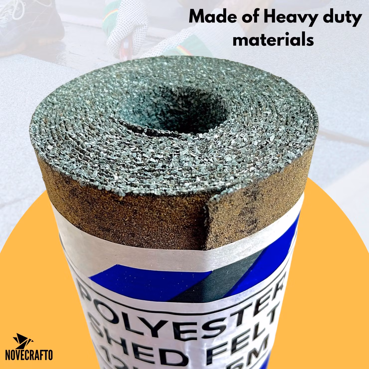 Novecrafto Heavy-Duty Green Polyester Shed Roofing Felt, W: 1 m, L: 10 m – 4