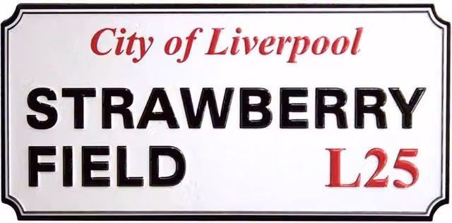 Rock Off Strawberry Field Liverpool Embossed Metal Fridge Magnet in White – 1