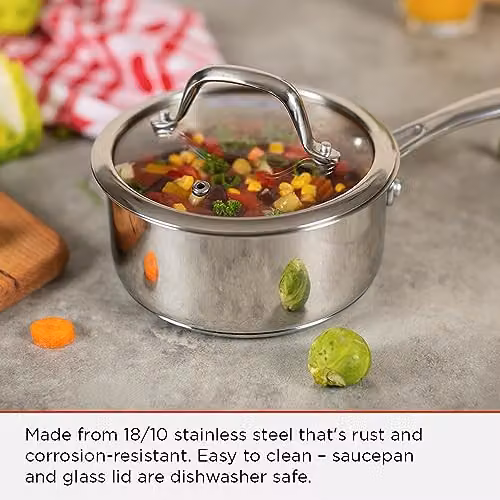 Kuhn Rikon Silver Stainless Steel Saucepan with Glass Lid, 1.5 l – 3
