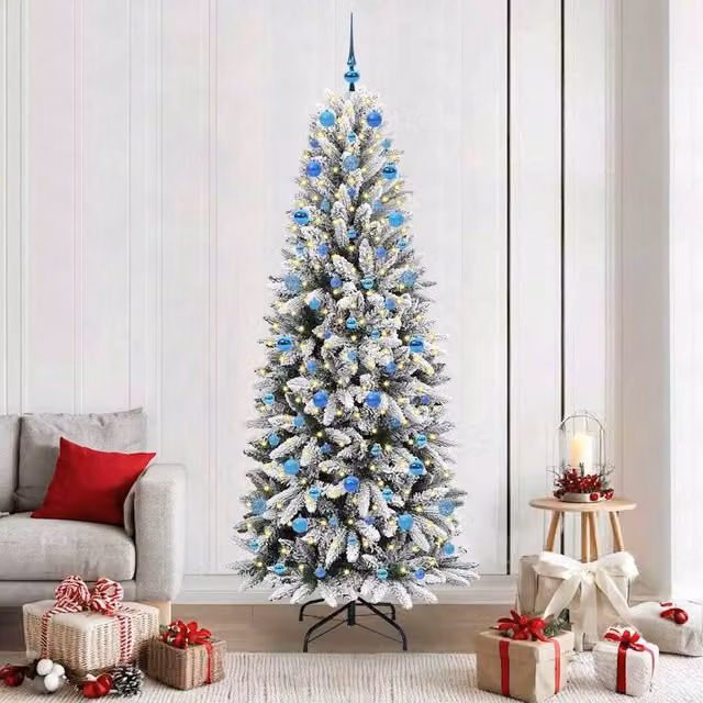 Berkfield Home Artificial Christmas Tree with 300 White LEDs, W/D/H: 78 x 78 x 210 cm – 1
