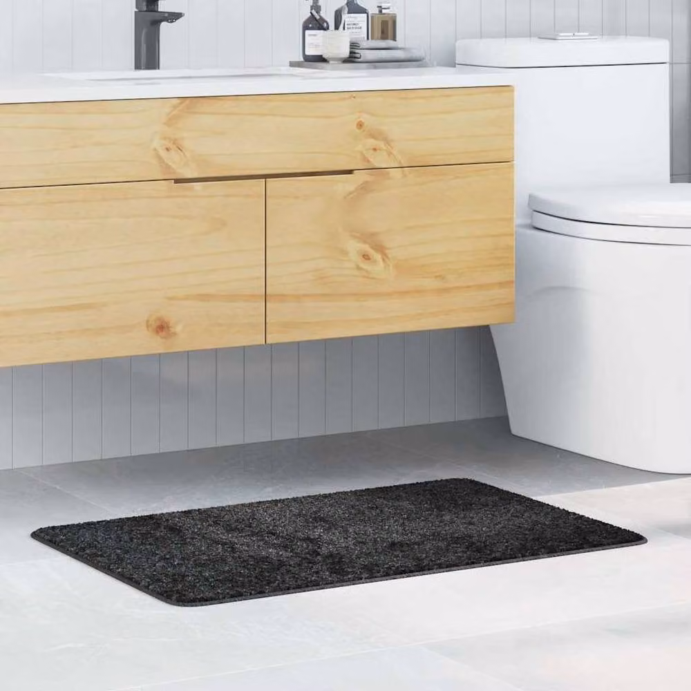 Berkfield Home Modern Rectangular Non-Slip Bath Mat, Grey, W: 60 cm, D: 90 cm – 1