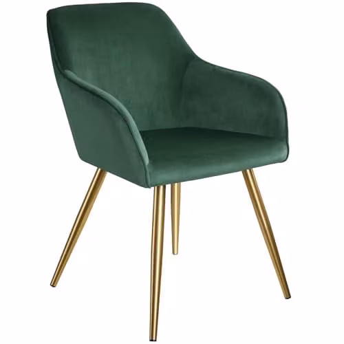 tectake Marilyn Accent Chair in Dark Green and Gold
