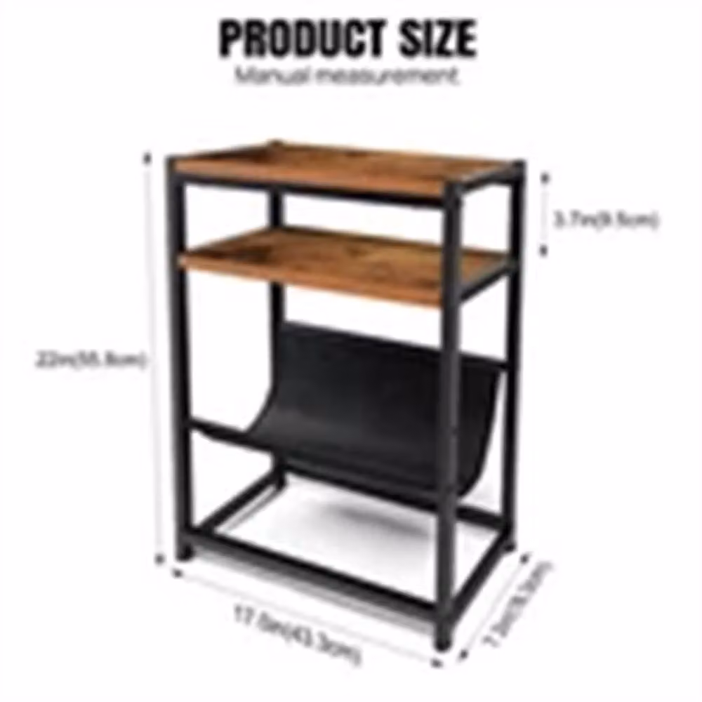 Nordara Type A 3-Tier Narrow Side Table in Brown, W/D/H: 43.3 x 18.3 x 55.8 cm – 2