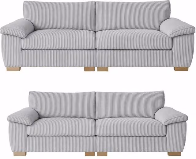 Bliss Furniture Amalfi 3+2 Seater Split Sofa Set in Silver Grey Soft Fabric