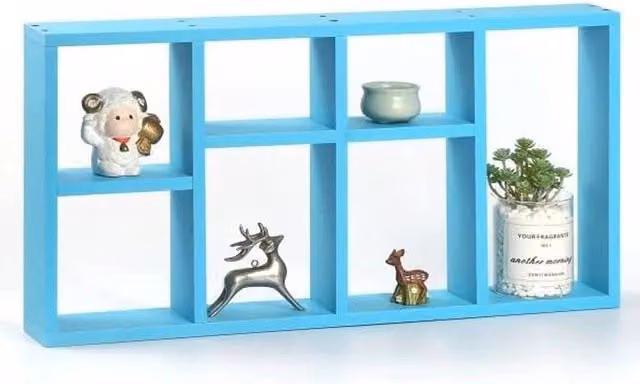 FLAVORA Blue Modern Space Saving Floating Wall Shelves, W: 50 cm