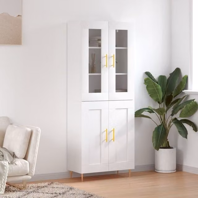 Berkfield Home White Matt Highboard W/D/H: 69.5 x 34 x 180 cm – 1