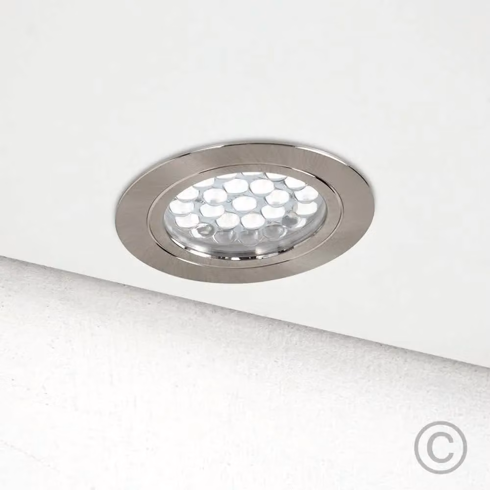 ValueLights 10 Pack Silver Recessed LED Downlight Caravan Fixed Light Fittings with Integrated Warm White Bulbs – 2
