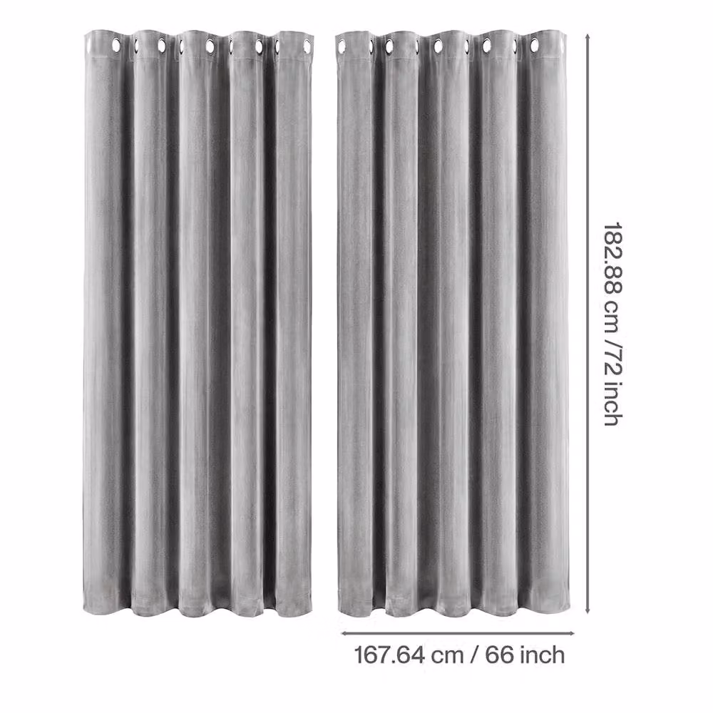 Marlow Grey Velvet Blackout and Thermal Insulated Eyelet Curtains, Width: 168 cm, Drop: 183 cm – 3