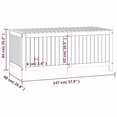 vidaXL Garden Storage Box in Brown Solid Pine Wood, W/D/H: 147 x 68 x 64 cm – 3