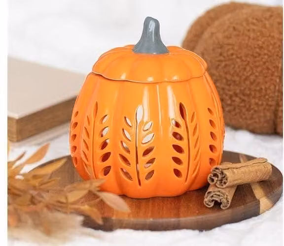 KDMD Orange Leaf Cut Out Pumpkin Ceramic Oil Burner and Wax Warmer – 1