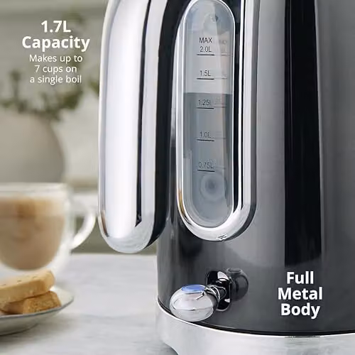 Swan SK19026GRP Solace Cordless Kettle, 1.7 l, 3000W, Stainless Steel with Limescale Filter, Grey – 4