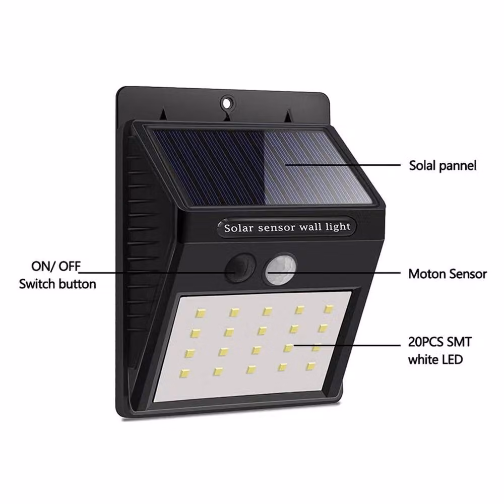 PAWNORA Solar LED Security Wall Light with PIR Motion Sensor in Black – 3