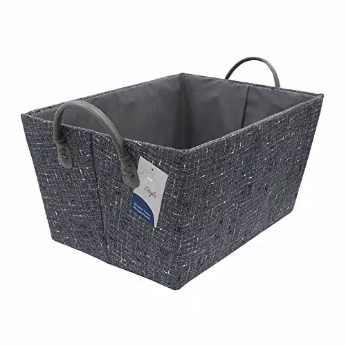 JVL Shadow Tapered Rectangular Fabric Storage Basket with Handles, Grey, W/D/H: 28.0 x 20.0 x 38.0 cm – 2