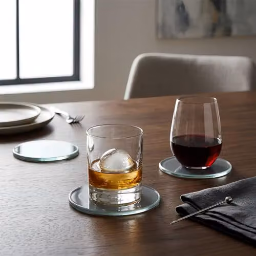 Harbour Housewares Round Glass Coasters in Grey, Pack of 6, Diameter: 10 cm – 2