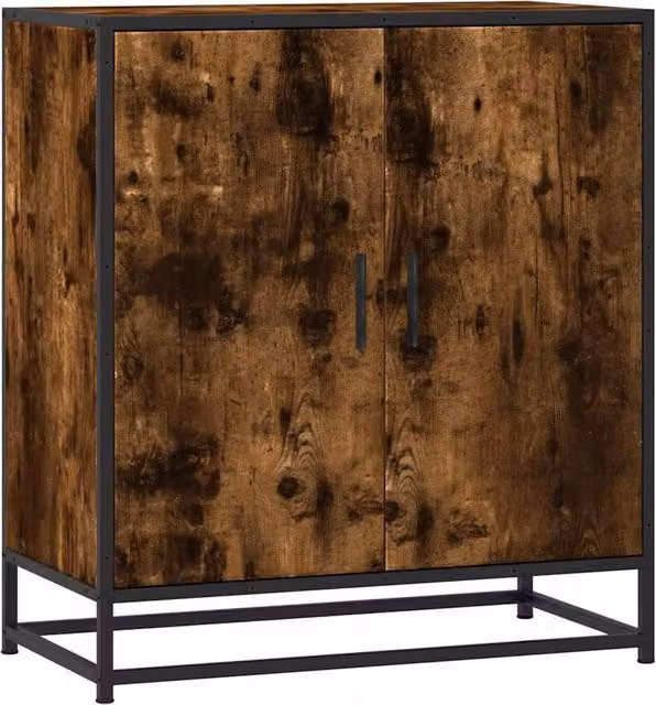 Berkfield Home Industrial Sideboard in Smoked Oak and Brown, W/D/H: 68 x 35 x 76 cm – 1