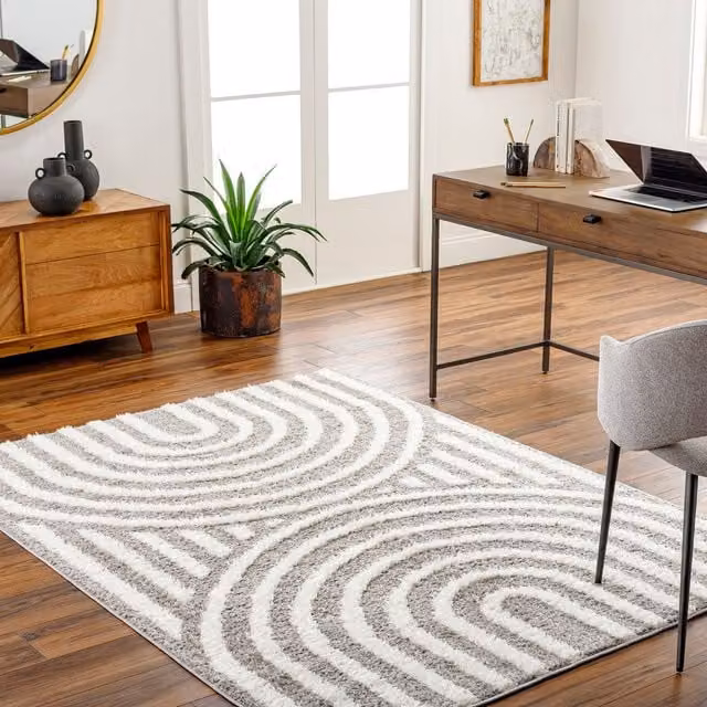 Livabliss Rodos Modern Soft Plush Pile Rug in Charcoal, W: 160 cm, L: 215 cm – 1