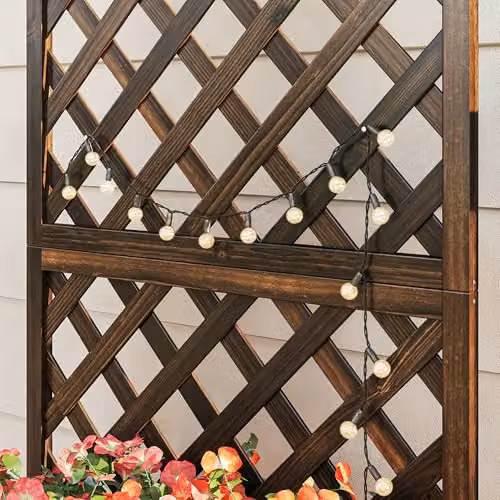 Outsunny Black and Brown Rustic Pine Flower Stand with Trough Planter – 8
