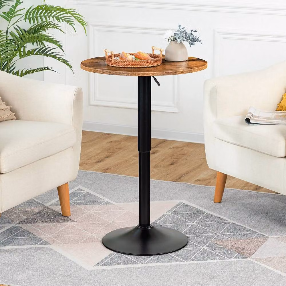 FLAVORA Height Adjustable Industrial Wood Pub Bar Bistro Table in Brown – 2