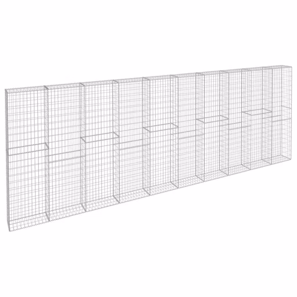 Berkfield Home Silver Galvanised Steel Gabion Wall with Covers W: 600 cm, D: 30 cm, H: 200 cm – 2