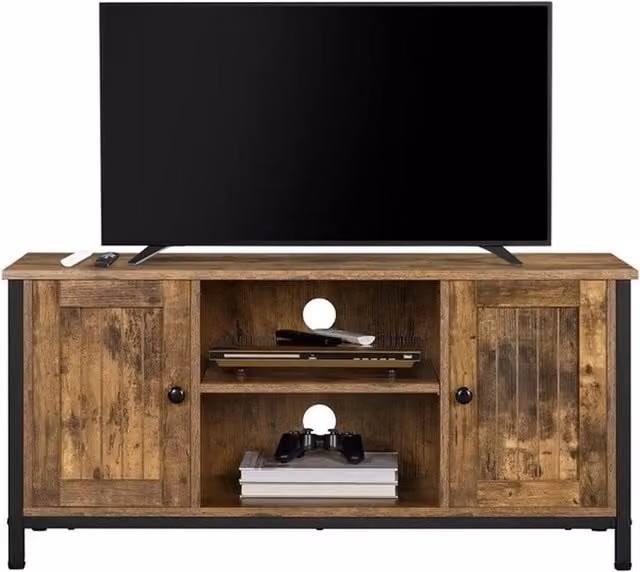 KORVIXA Brown TV Stand with Shelves for TVs up to 45-Inch, W/D/H: 100 x 100 cm