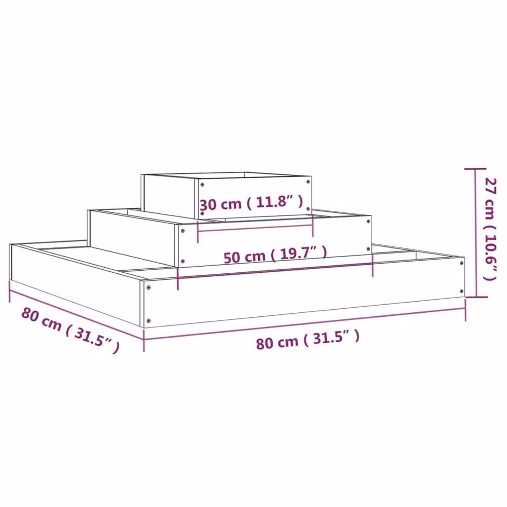 Berkfield Home Beige Wood Window Box Planter W/D/H: 80 x 80 x 27 cm – 3