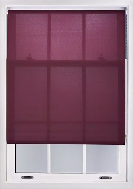 Furnished Aubergine Purple Semi-Transparent Polyester Roller Blinds, Width: 200 cm, Drop: 165 cm