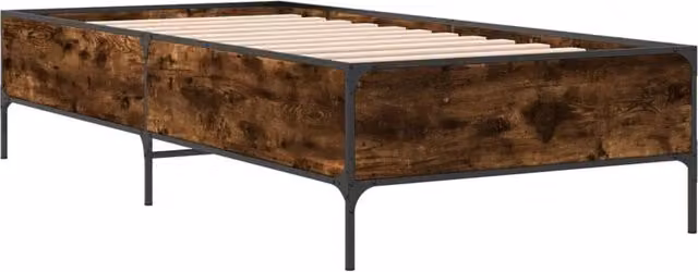 Berkfield Home Durable Bed Frame in Smoked Oak and Brown with Drawers, W/D/H: 100 x 200 cm
