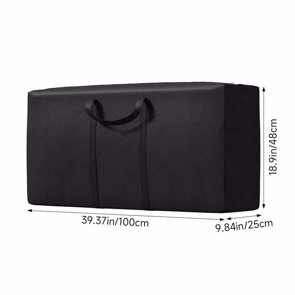 FORGEVIO Fabric Furniture Cushion Storage Bag with Lid, Black, W: 100 cm, D: 48 cm, H: 25 cm – 2