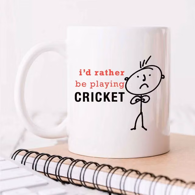 60 Second Makeover I'd Rather Be Playing Cricket Ceramic Mug in White – 1