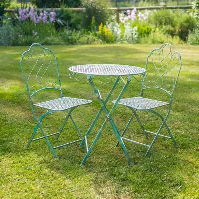 Ascalon Design Ltd Avalon 3-Piece Green Metal Bistro Set with Folding Square Table