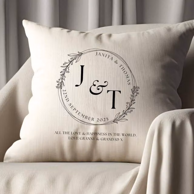 Aye Do Gifts Personalised Round Linen Cushion in Beige